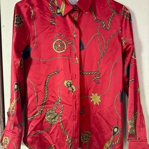 Ralph Lauren Red and Gold Patterned Shirt